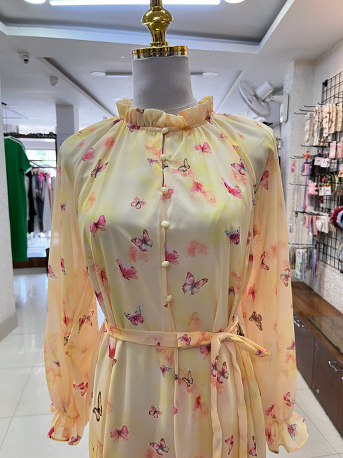 Summer Floral Print Long Sleeves Long Maxi Dresses